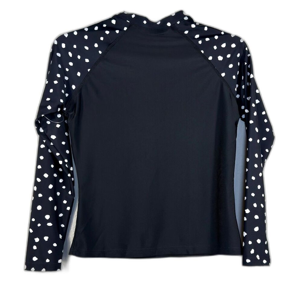 California Sunshine Black & White Polka Dot Rash Guard Long Sleeve Swim Shirt S - Picture 4 of 7